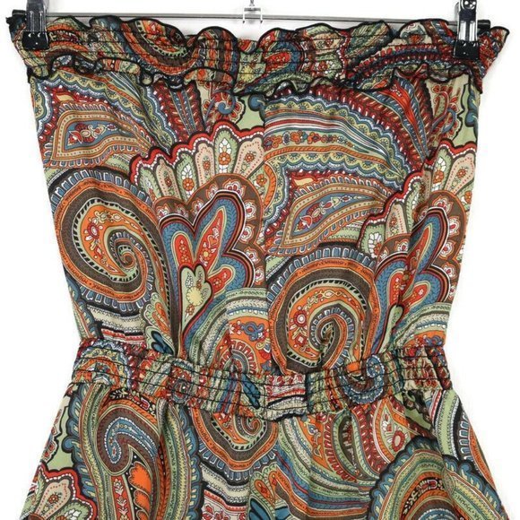 Coco Bianco Strapless Jumper Jumpsuit Romper Orange Blue S Small - Picture 5 of 12